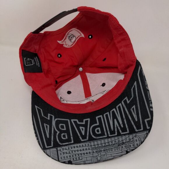 MG Men's Snapback Hat Red Embroidered Big Logo Print Bill Tampa Bay Buccaneers - Picture 6 of 8